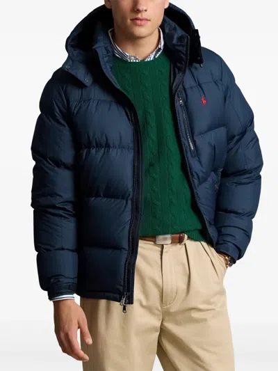 Polo Ralph Lauren Gorham Water-repellent Ripstop Fabric Down Jacket Clothing In Blue