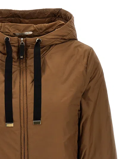 Max Mara The Cube Women Caramel Greenh Padded Hooded Jacket In Brown