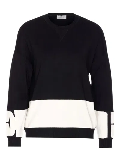 Elisabetta Franchi Inlaid Logos Colour-block Crewneck Sweater