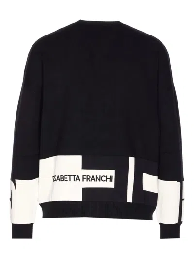 Elisabetta Franchi Inlaid Logos Colour-block Crewneck Sweater