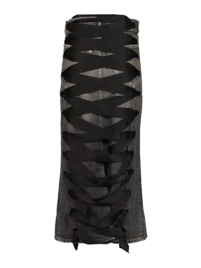 Balenciaga Lace-up Skirt Skirts Grey In Black
