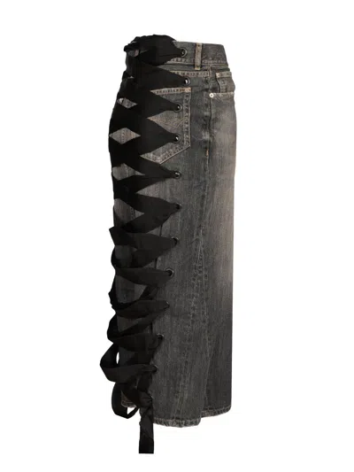 Balenciaga Lace-up Skirt Skirts Grey In Black