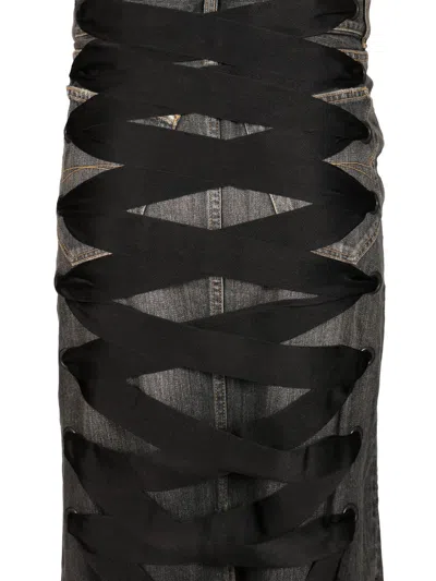 Balenciaga Lace-up Skirt Skirts Grey In Black