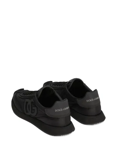Dolce & Gabbana Low-top Nylon Sneakers With Leather Inserts In White