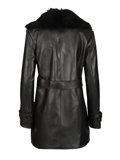 Arma Long Sleeve Lapel Leather Jacket In Black