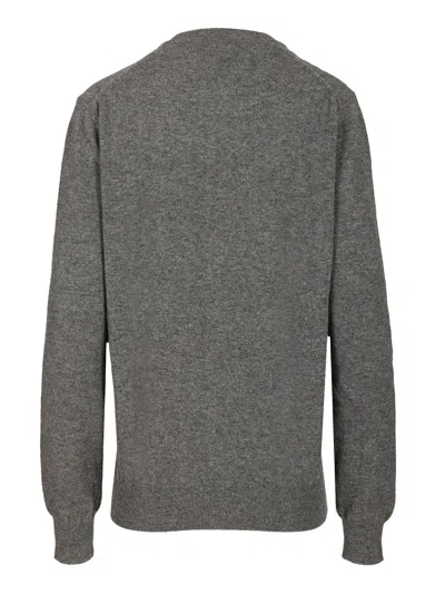 Comme Des Garçons Play Merino Wool Cardigan Knitwear Grey In Gray