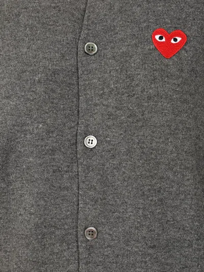 Comme Des Garçons Play Merino Wool Cardigan Knitwear Grey In Gray