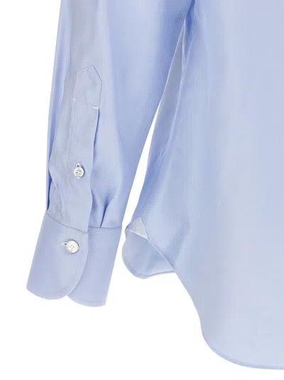 Finamore 1925 Classic Shirt In Light Blue Cotton Classic Collar In Blue