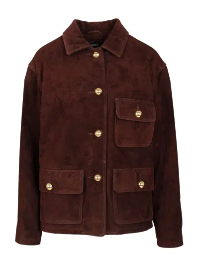Arma Gold-button Flap-pocket Jacket In Brown