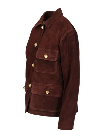 Arma Gold-button Flap-pocket Jacket In Brown
