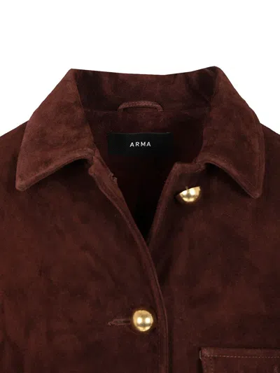 Arma Gold-button Flap-pocket Jacket In Brown