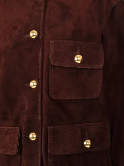 Arma Gold-button Flap-pocket Jacket In Brown