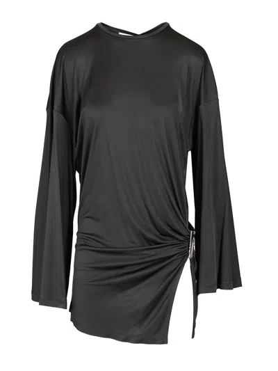 Attico Dark Grey Mini Dress In Black