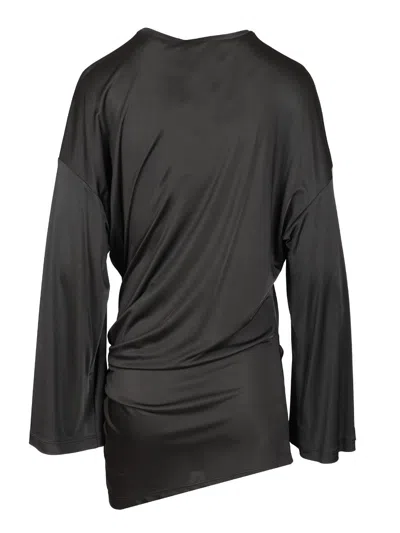 Attico Dark Grey Mini Dress In Black