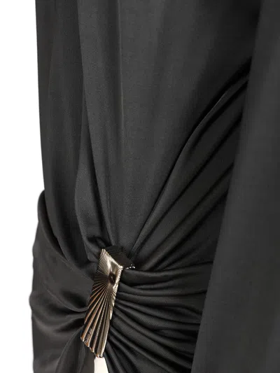 Attico Dark Grey Mini Dress In Black