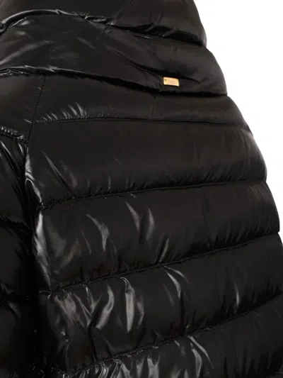 Herno Sleek Black Puffer Jacket With High Collar In Black