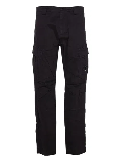 C.p. Company Satin Cargo Pants With Functional Pockets In Black