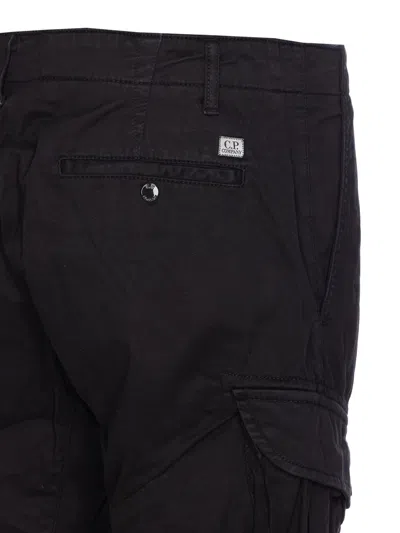 C.p. Company Satin Cargo Pants With Functional Pockets In Black
