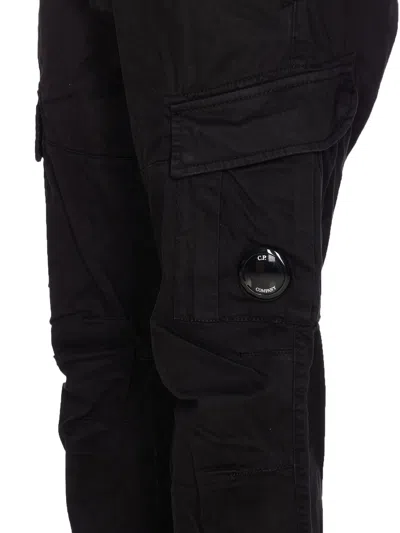 C.p. Company Satin Cargo Pants With Functional Pockets In Black