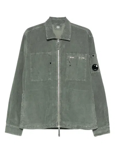C.p. Company C.p.company Corduroy Shirt Jacket With Lens Detail In Green