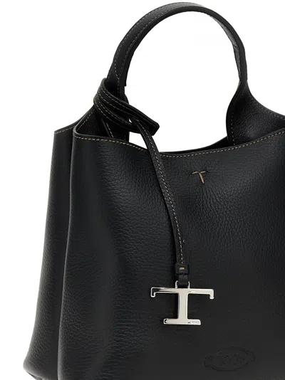 Tod's Structured Textured Leather Shoulder Bag In Black