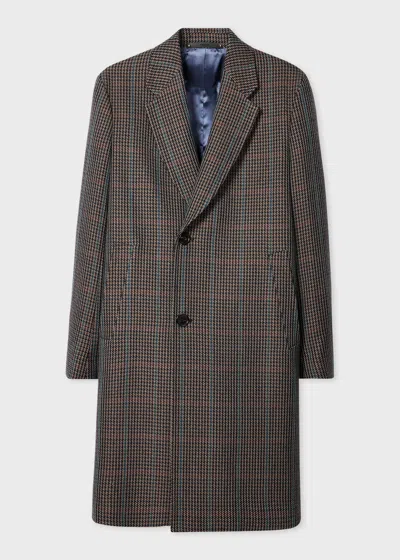 Paul Smith Long Grey Wool Blend Coat In Gray