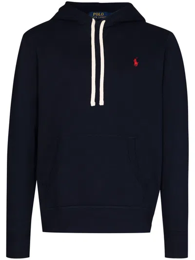 Polo Ralph Lauren Slouchy Black Cotton Blend Hoodie With Embroidered Logo In Black