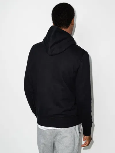 Polo Ralph Lauren Slouchy Black Cotton Blend Hoodie With Embroidered Logo In Black