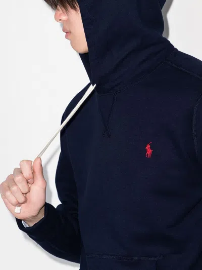 Polo Ralph Lauren Slouchy Black Cotton Blend Hoodie With Embroidered Logo In Black