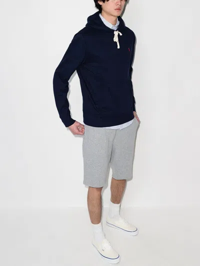 Polo Ralph Lauren Slouchy Black Cotton Blend Hoodie With Embroidered Logo In Black