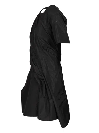 Loewe Mini Dress In Luxurious Polyester-silk Blend In Black