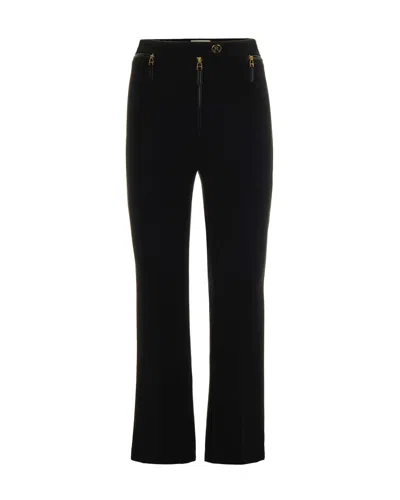 Elisabetta Franchi Straight-leg Cropped Crepe Pants With Gold Accents