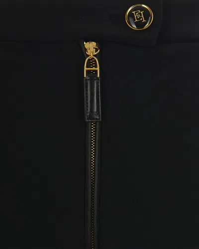 Elisabetta Franchi Straight-leg Cropped Crepe Pants With Gold Accents