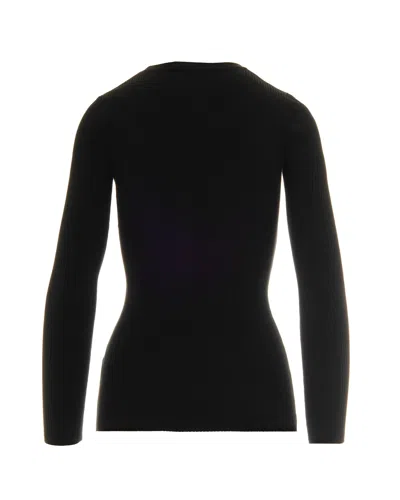 Elisabetta Franchi Maglia A Costine Con Taschino Nero In Black