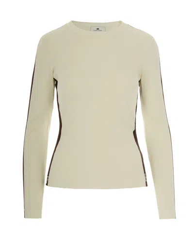 Elisabetta Franchi Sweater With Shiny Bands In Neutral