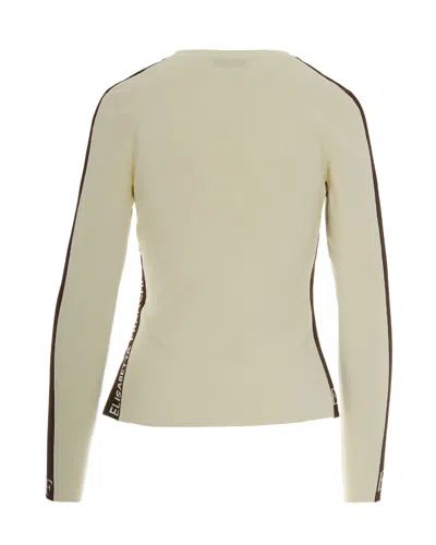 Elisabetta Franchi Sweater With Shiny Bands In Neutral
