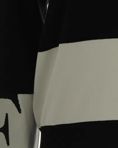 Elisabetta Franchi Maglia In Viscosa Con Bande Lucide Nero/milk In Black