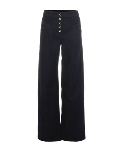 Patrizia Pepe Dark Blue Denim Trousers In Black