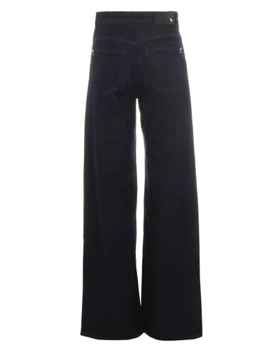 Patrizia Pepe Dark Blue Denim Trousers In Black