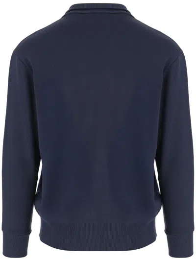 Autry Embroidered High Neck Jacket With Ribbed Cuffs In Blue