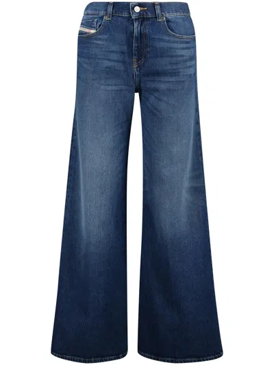 Diesel 'd-sire 1996' Blue Jeans With Wide Leg And Logo Patch On The Rear In Blue