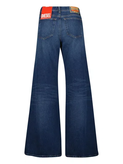 Diesel 'd-sire 1996' Blue Jeans With Wide Leg And Logo Patch On The Rear In Blue