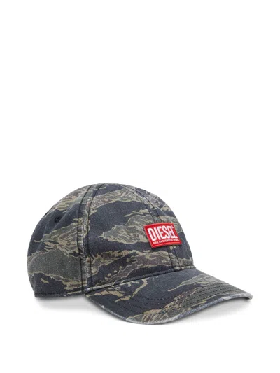 Diesel Baseballkappe Mit Camouflage-print In Gray