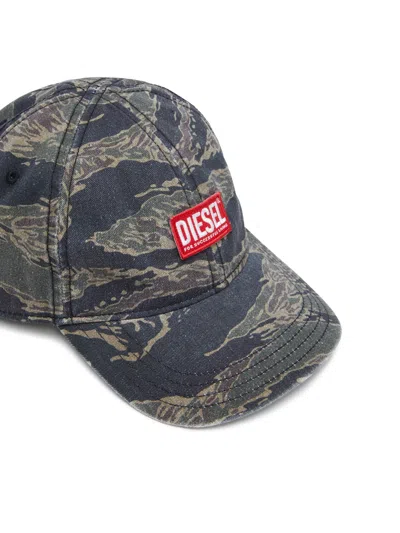 Diesel Baseballkappe Mit Camouflage-print In Gray