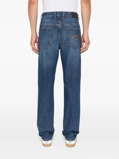 Givenchy Straight-leg Denim Jeans With Faded Blue Wash And Embroidered Branding In Blue