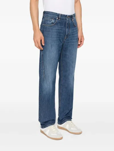 Givenchy Straight-leg Denim Jeans With Faded Blue Wash And Embroidered Branding In Blue