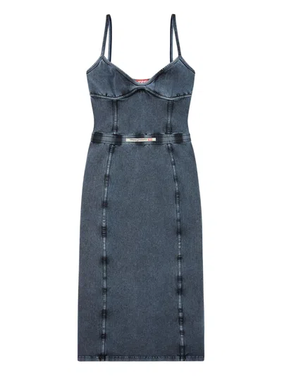 Diesel Knee Length Dress Belt Detail In Blue