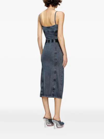 Diesel Knee Length Dress Belt Detail In Blue