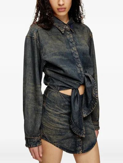 Diesel Denim-inspired Mini Dress With Button-down Front In Blue
