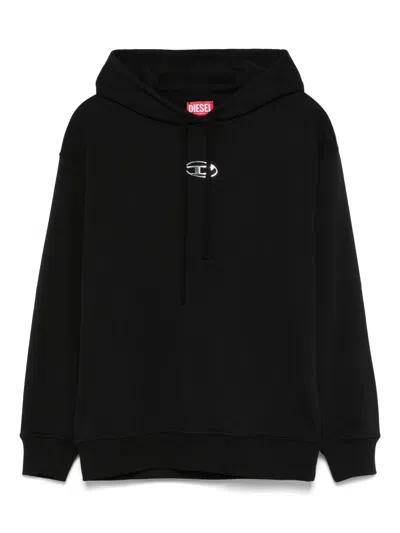 Diesel Logo-embroidered Hoodie In Black
